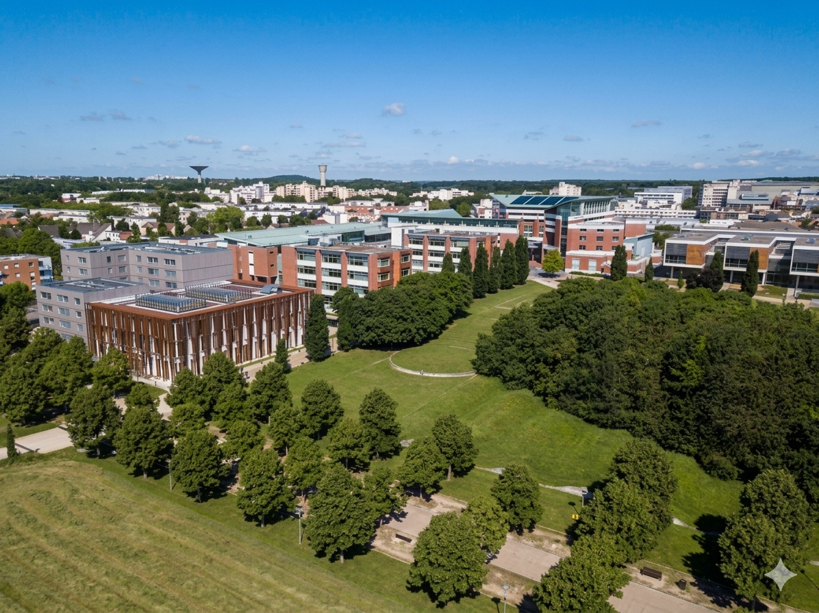 Vue du campus universitaire et des bâtiments alentour